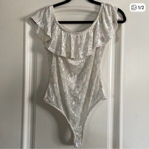 Elegant White Ruffled Bodysuit